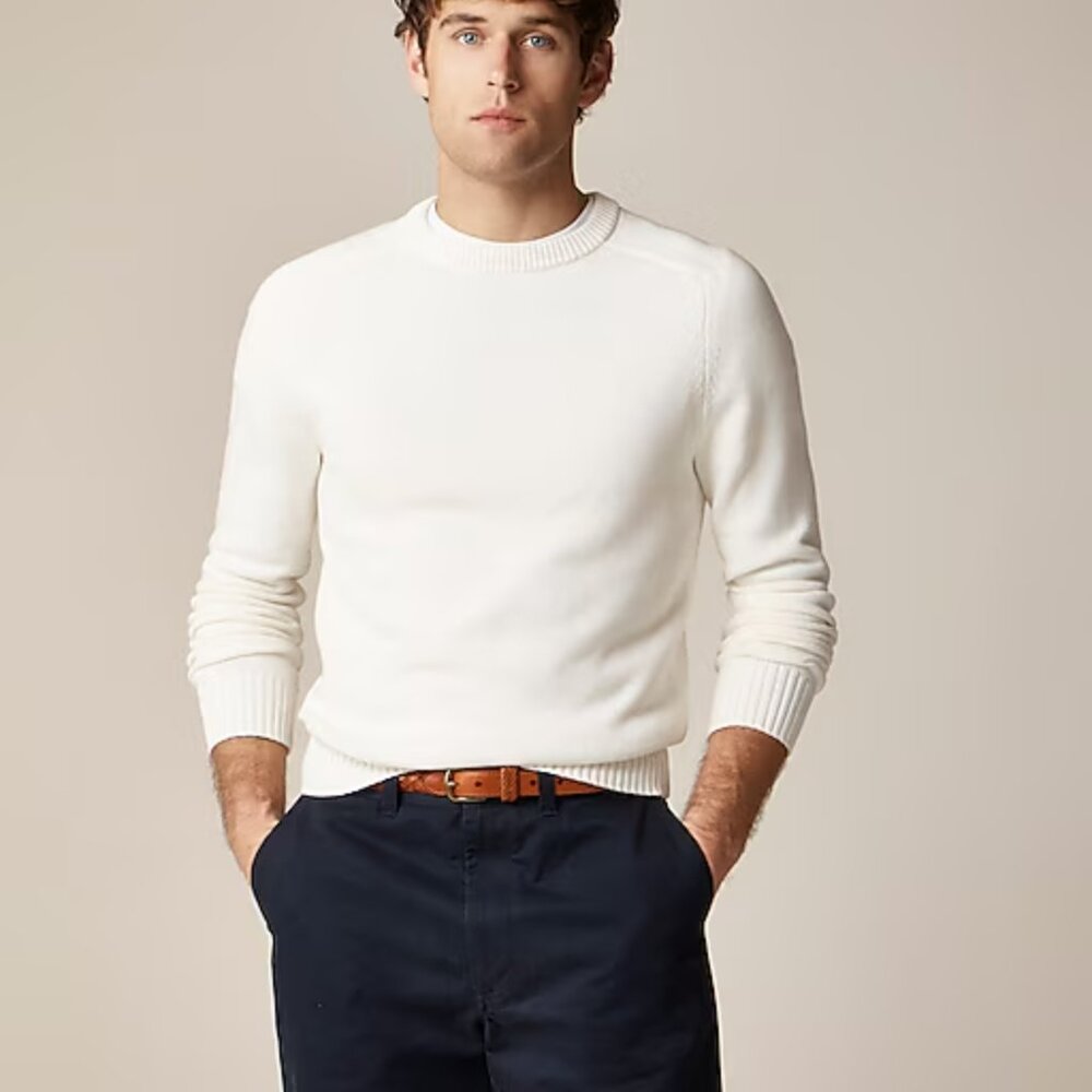 J.Crew Heritage Cotton Crewneck Sweater XS Ivory